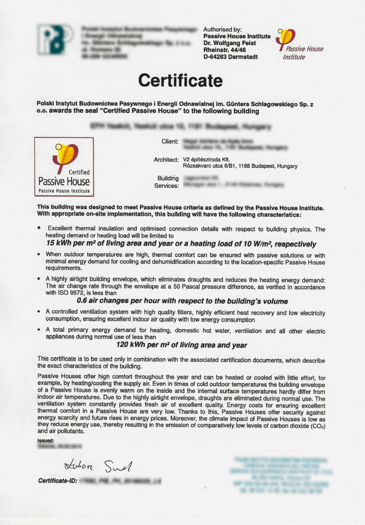 Passive House Certificate